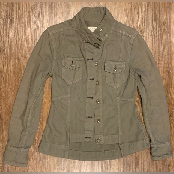 NWOT, Rag & Bone 100% Cotton Lightweight Utility Jacket in Army Green, Sz Small - Picture 2 of 11